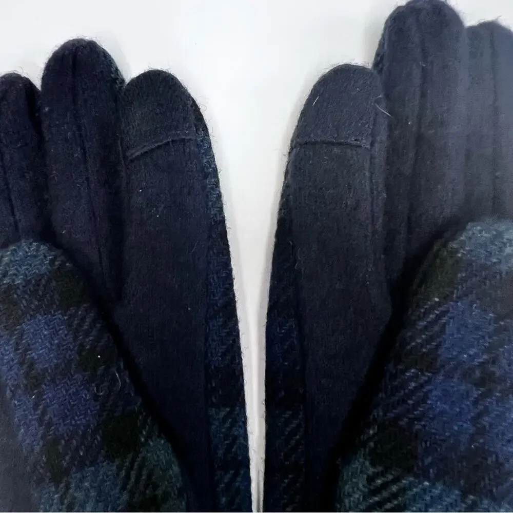Brooks Brothers Wool Cashmere Blend Gloves Plaid Blackwatch Touchscreen Small